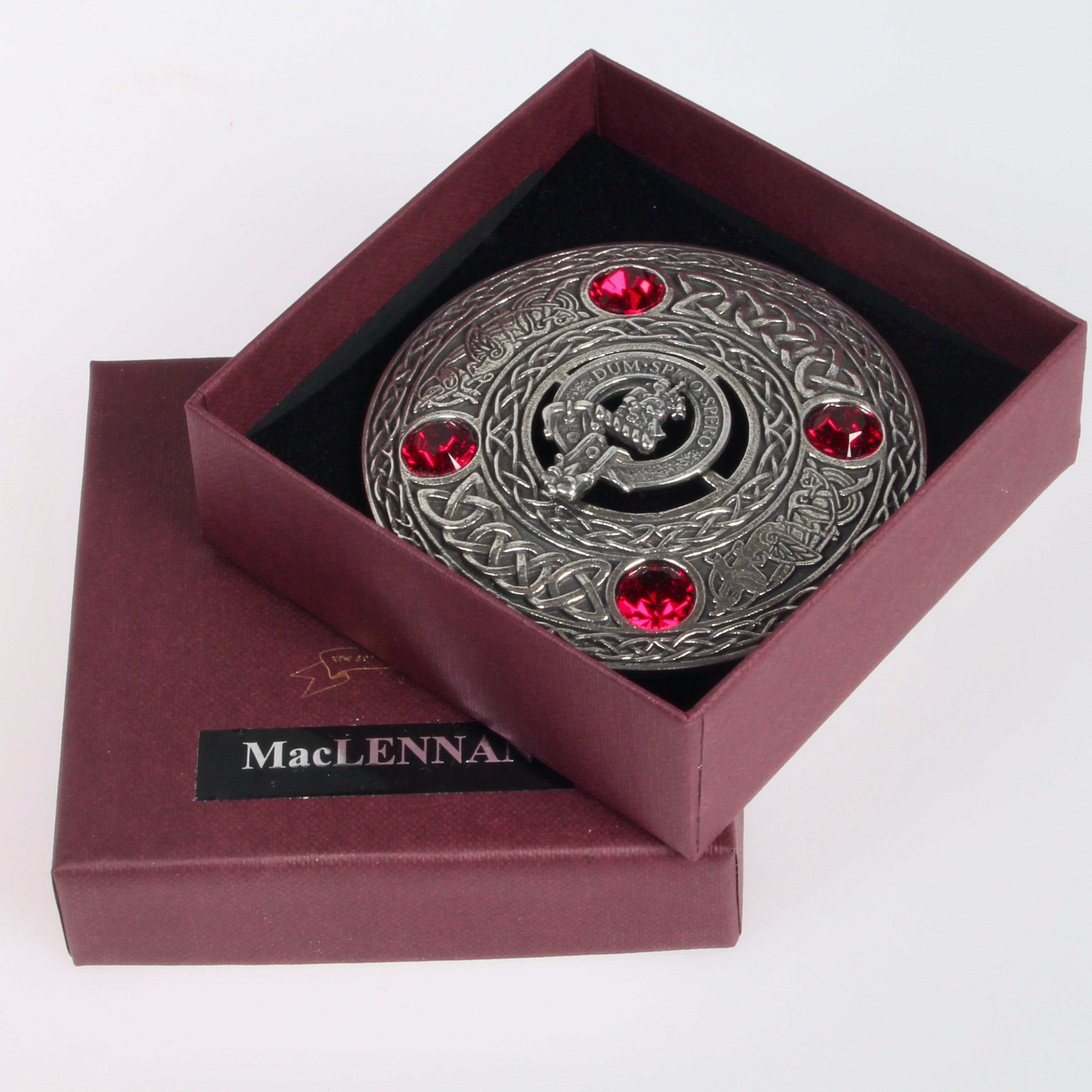 MacLennan Clan Crest Pewter Plaid Brooch