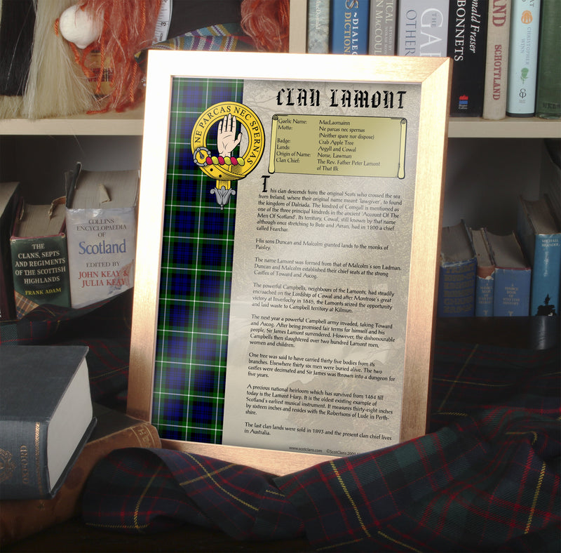 Lamont Clan History Print - Choose Framed or Unframed