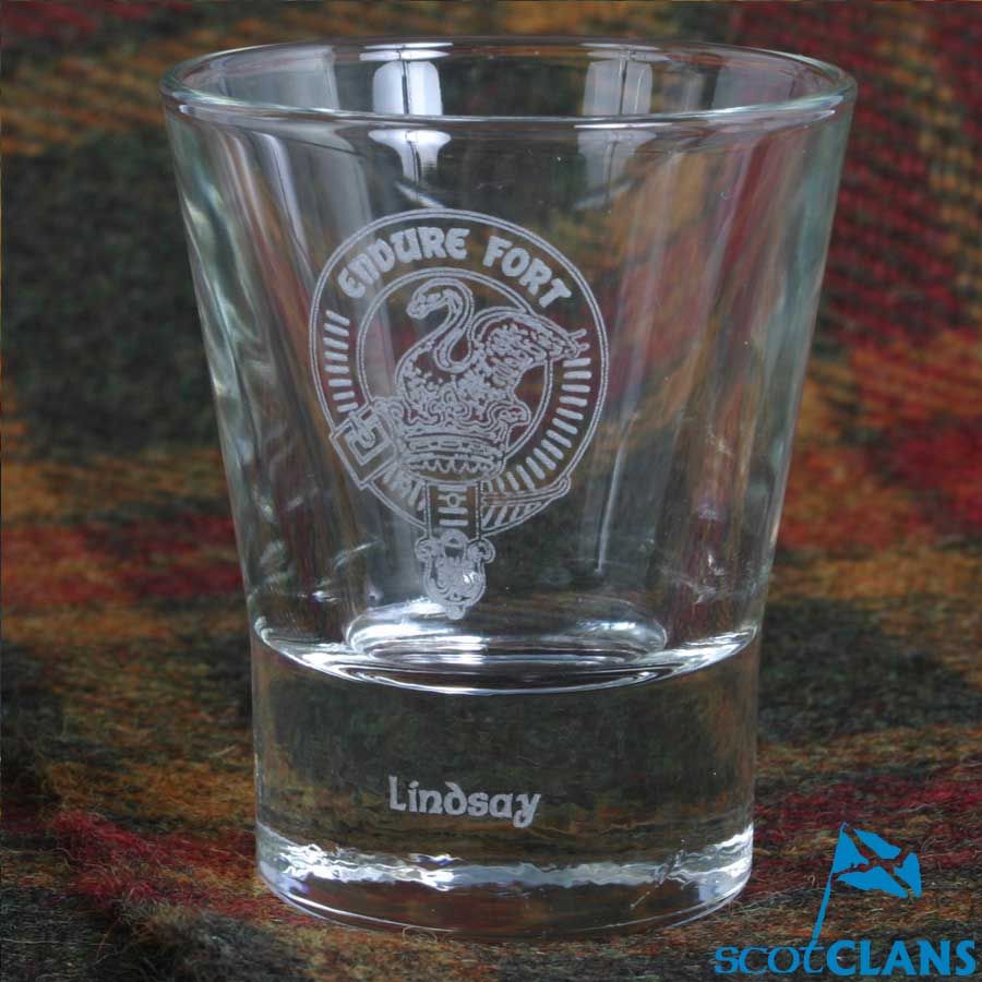 Clan Crest Dram Glass with Lindsay Crest