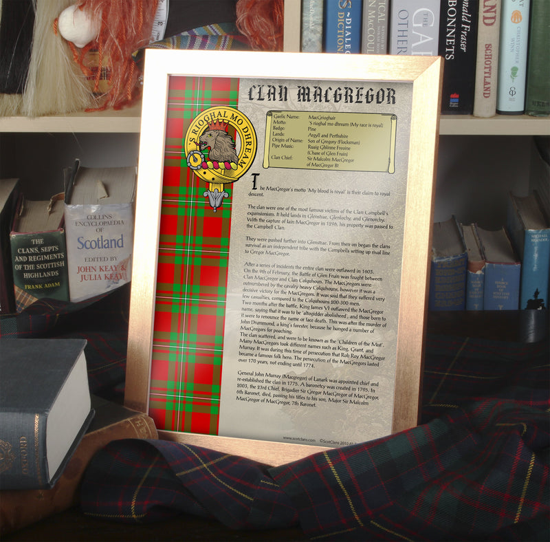 MacGregor Clan History Print - Choose Framed or Unframed.