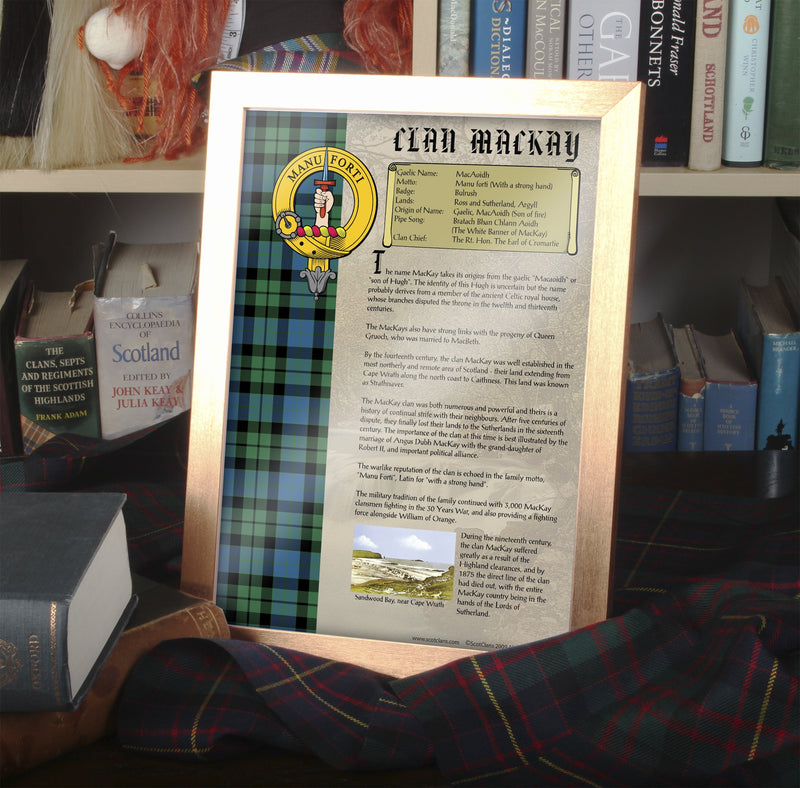 MacKay Clan History Print - Choose Framed or Unframed.