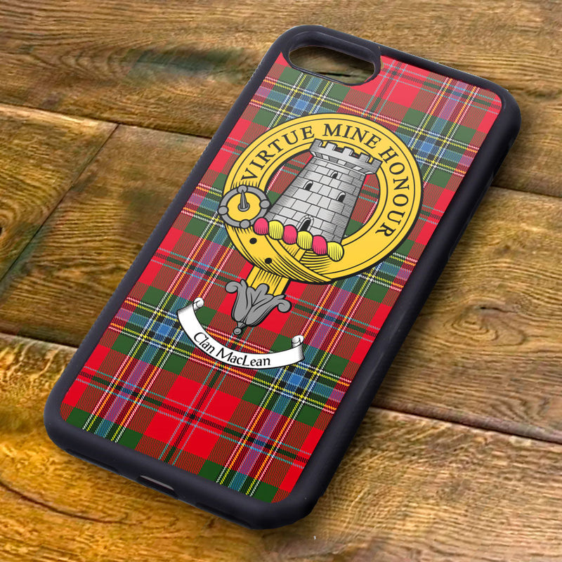 MacLean Tartan and Clan Crest iPhone Rubber Case