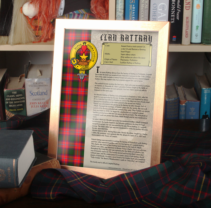 Rattray Clan History Print - Choose Framed or Unframed