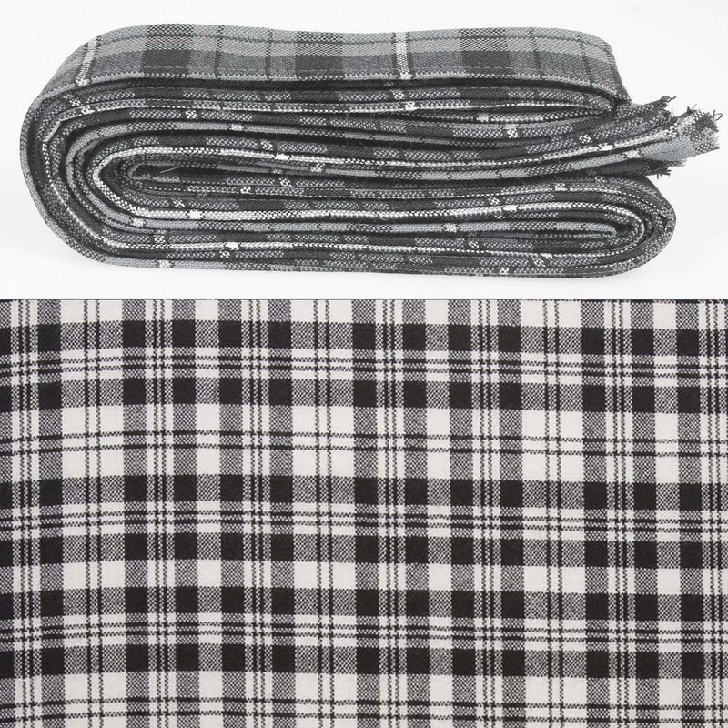 Wool Strip Ribbon in Scott Black & White Tartan - 5 Strips, Choose Your Width