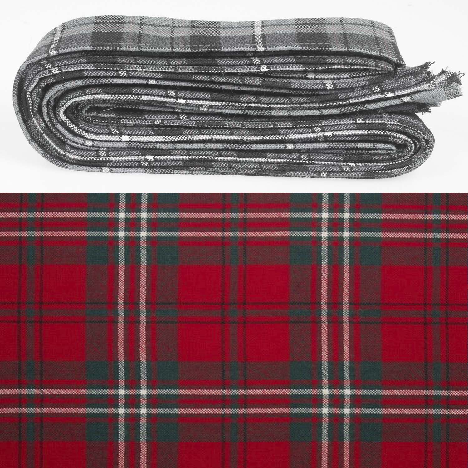 Wool Strip Ribbon in Scott Red Modern Tartan - 5 Strips, Choose Your Width