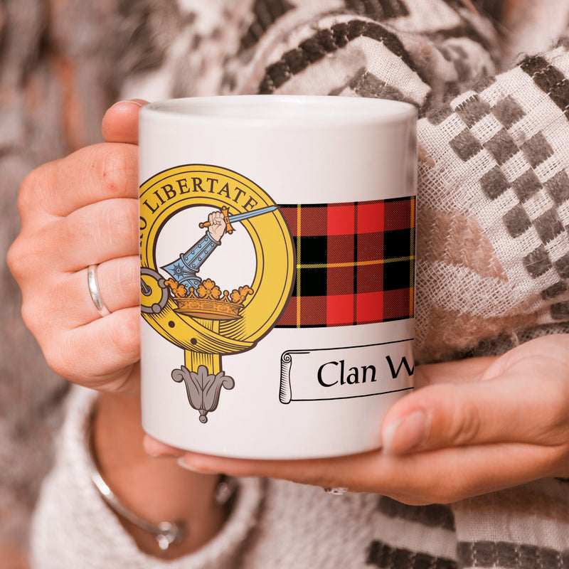 Wallace Clan Crest and Tartan Mug