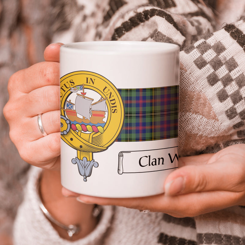 Wood Clan Crest and Tartan Mug