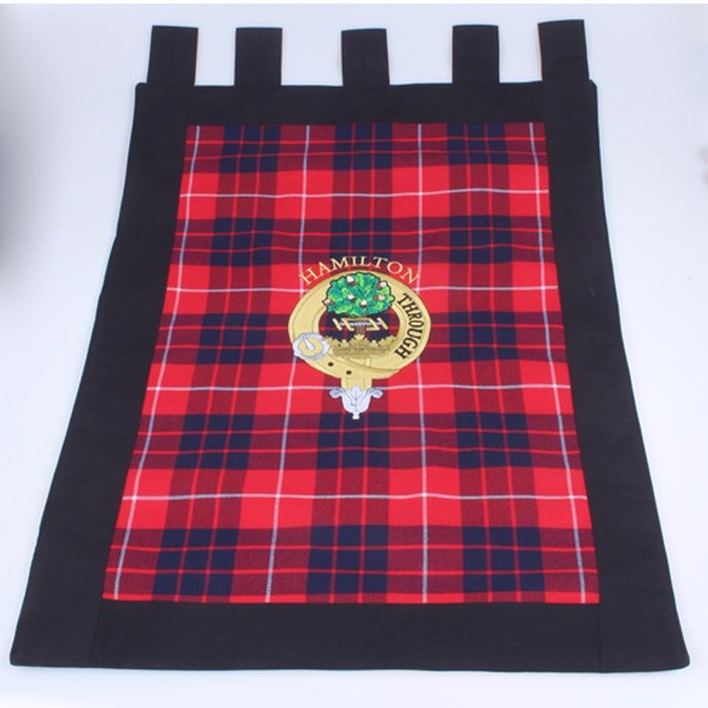 Embroidered Clan Crest Wall Hanging/Banner on Tartan