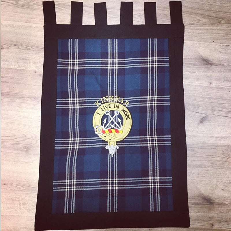 Embroidered Clan Crest Wall Hanging/Banner on Tartan