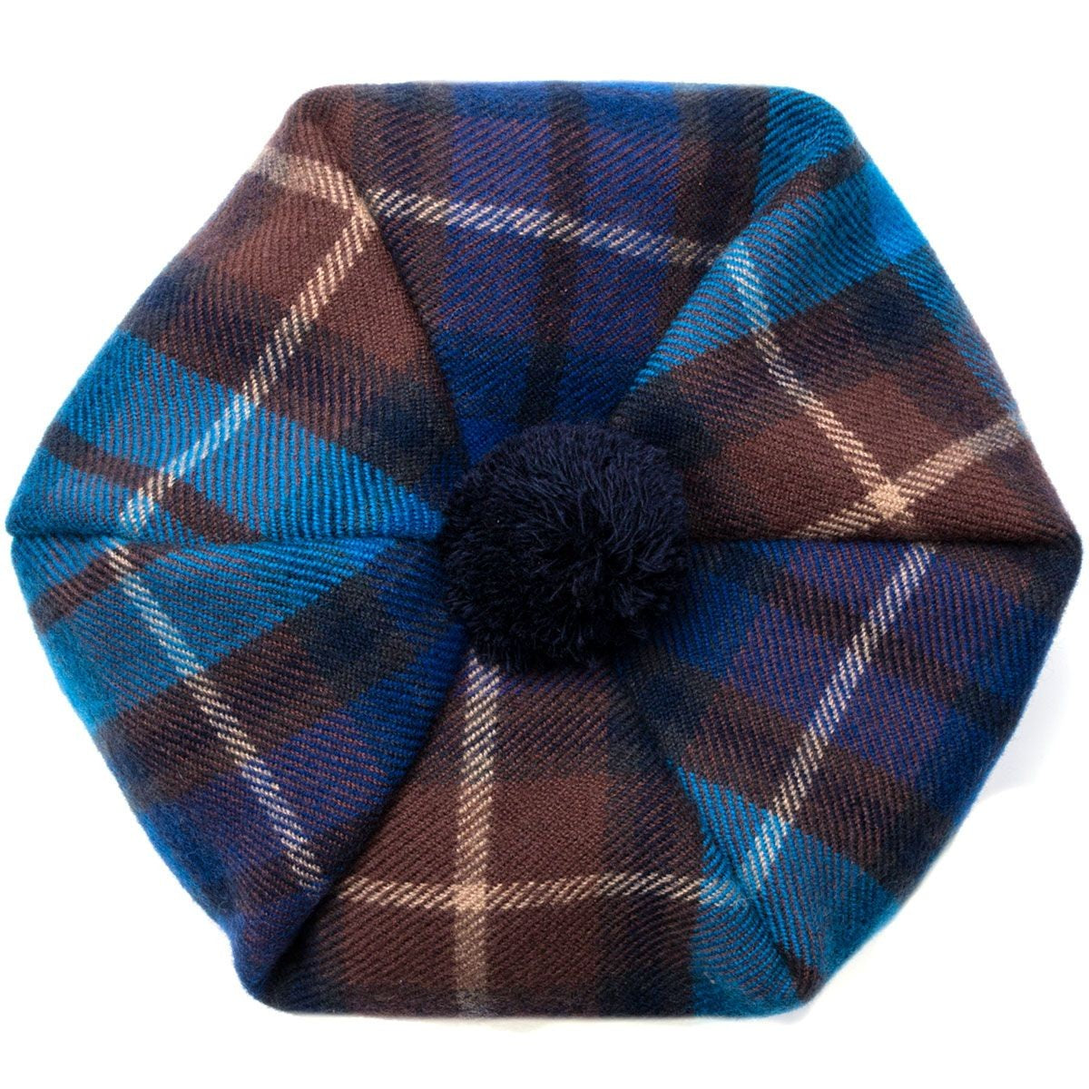 Luxury Unisex Brushed Wool Tam in Buchanan Blue Tartan