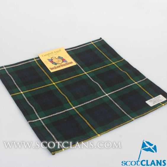 Wool Tartan Pocket Square in Campbell of Argyll Modern Tartan