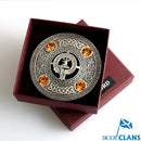 Crawford Clan Crest Pewter Plaid Brooch