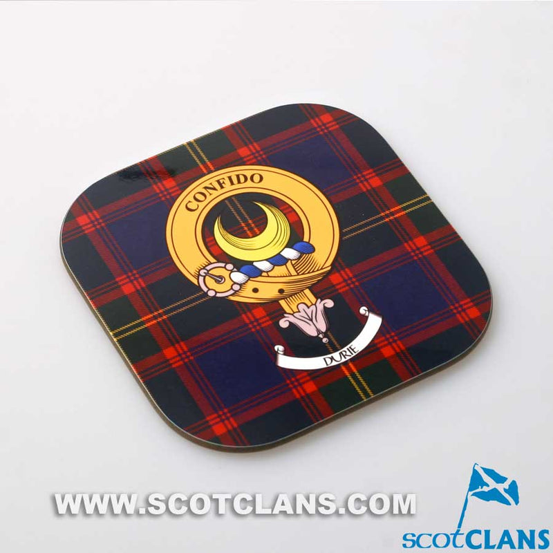 Durie Clan Crest and Tartan Wooden Coaster 4 Pack