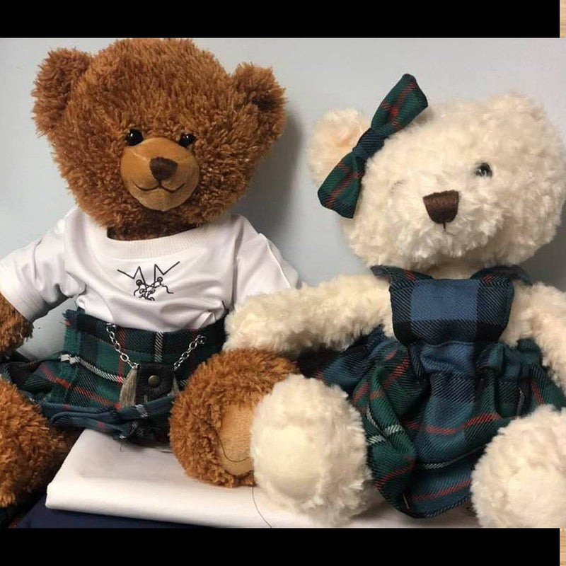 Wee Morag and Callum Ancestral Bears in the Ferguson Ancient Tartan