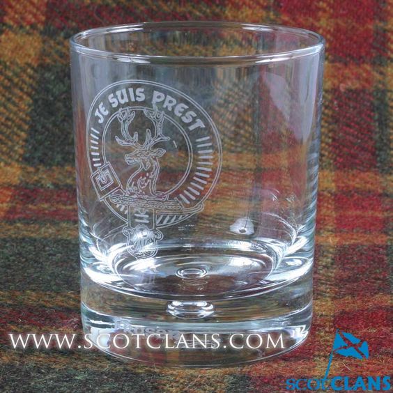Clan Crest Whisky Glass with Fraser of Lovat Crest