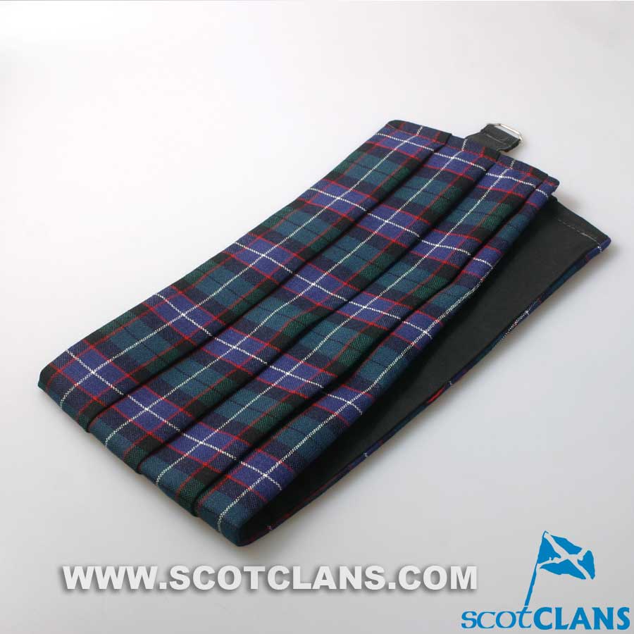 Wool Cummerbund in Hunter Modern Tartan