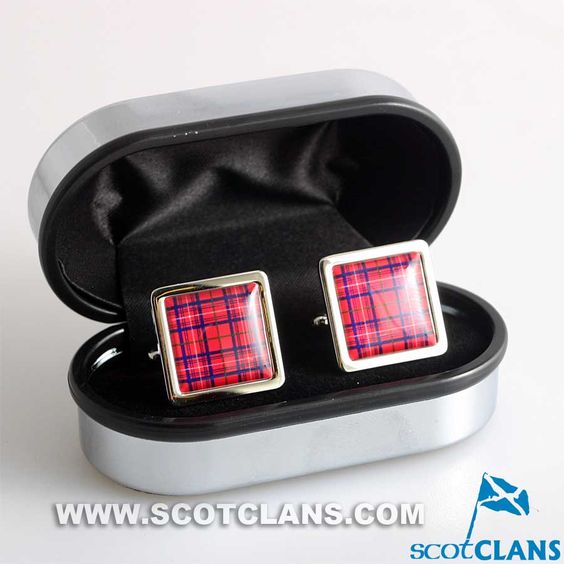 Rose Red Modern Tartan Cufflinks - Choose Your Shape.