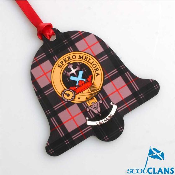 Moffat Clan Crest and Tartan Metal Christmas Ornament - 6 Styles Available