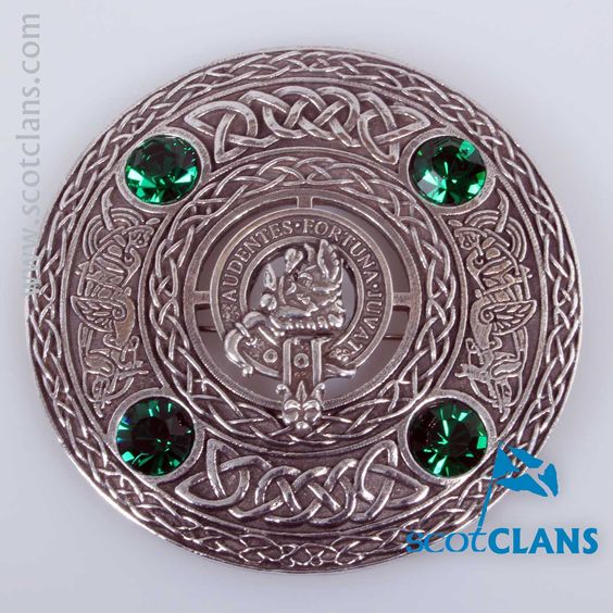 MacKinnon Clan Crest Pewter Plaid Brooch