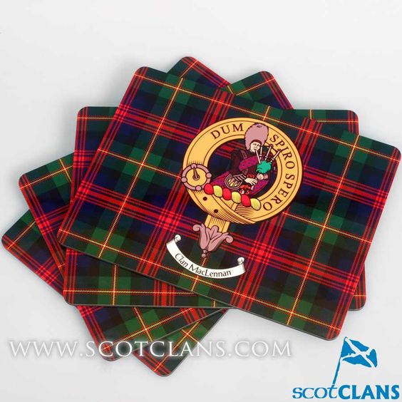 MacLennan Clan Crest and Tartan Place Mats - Set of Four