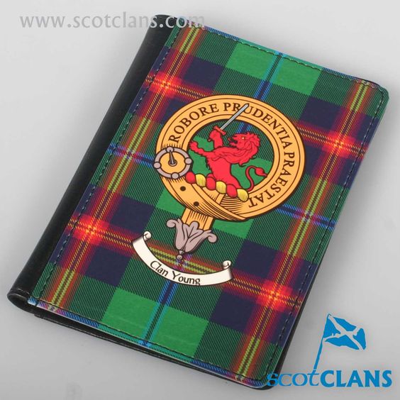 Passport Cover With Clan Young Tartan And Crest