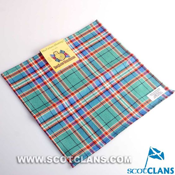 Wool Tartan Pocket Square in MacFarlane Hunting Ancient Tartan