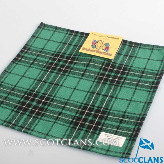 Wool Tartan Pocket Square in MacLean Hunting Ancient Tartan