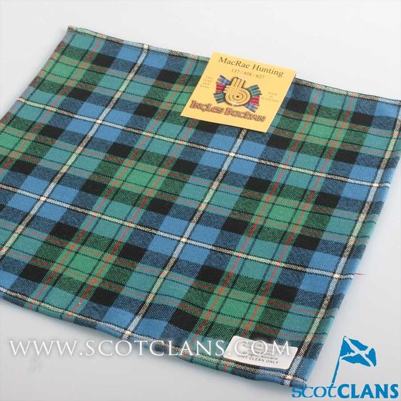 Wool Tartan Pocket Square in MacRae Hunting Ancient Tartan