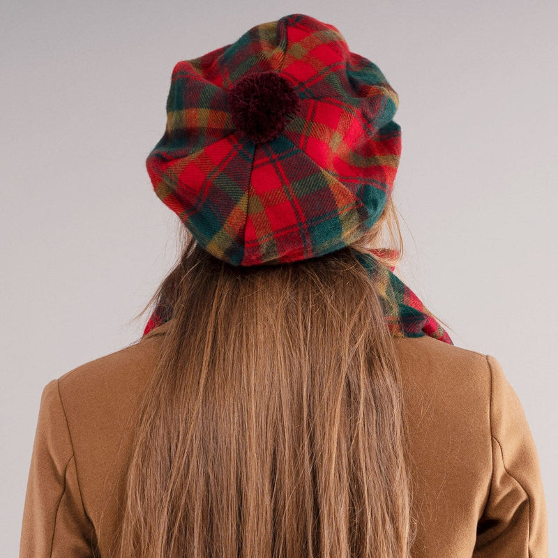 Luxury Unisex Brushed Wool Tam in Maple Leaf Tartan