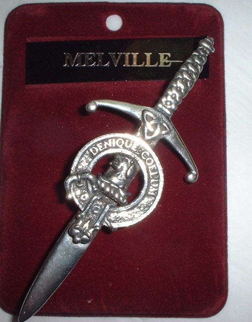 Clan Crest Pewter Kilt Pin with Melville Crest