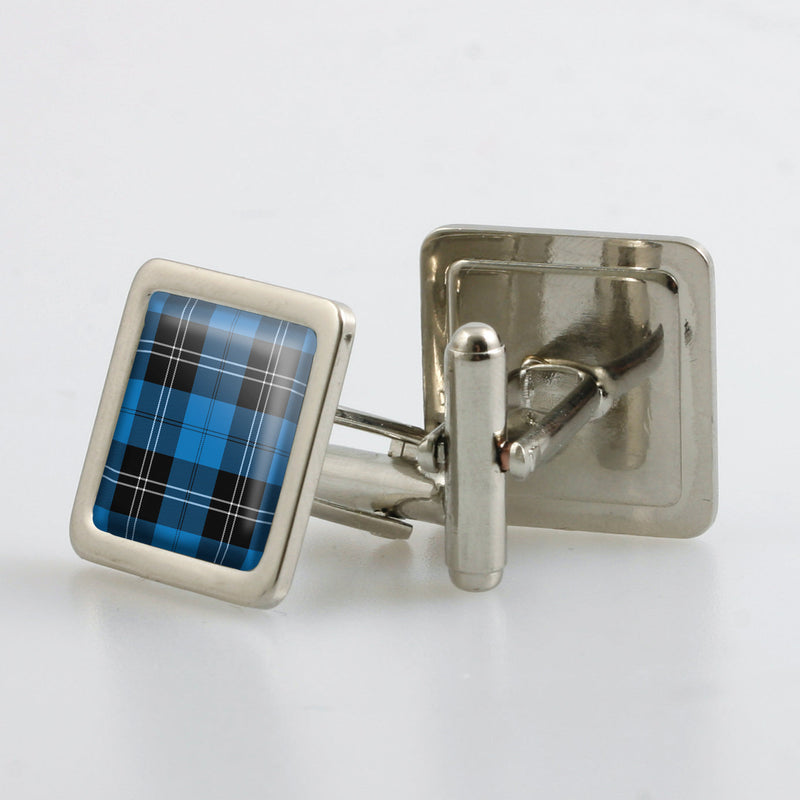 Ramsay Blue Modern Tartan Cufflinks - Choose Your Shape