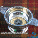 Ramsay Clan Crest Quaich with Gold Trim