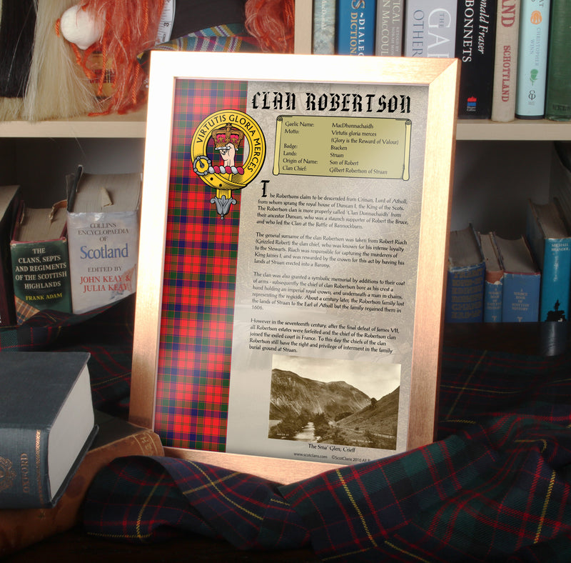 Robertson Clan History Print - Choose Framed or Unframed