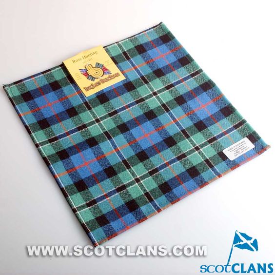 Wool Tartan Pocket Square in Rose Hunting Ancient Tartan