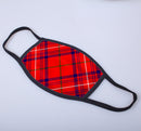 Rose Red Modern Tartan Printed Face Mask.