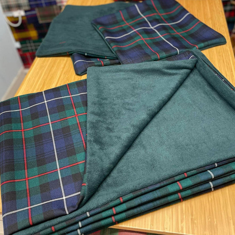 Fleece lined Tartan Throw and Three Cushion Cover Set