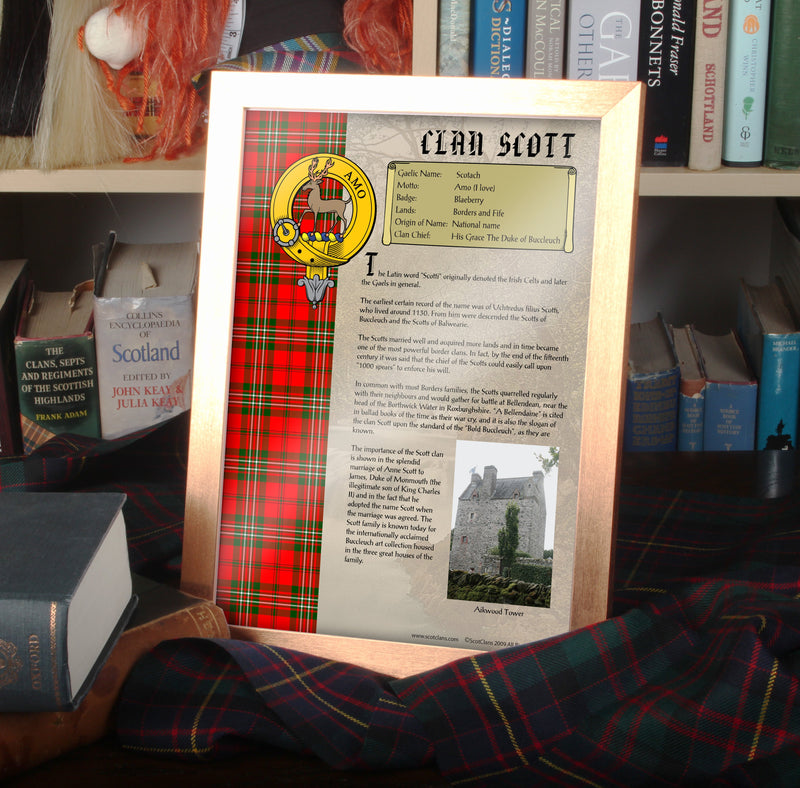 Scott Clan History Print - Choose Framed or Unframed