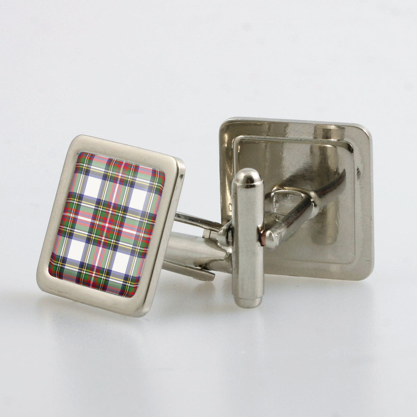 Stewart Dress Modern Tartan Cufflinks - Choose Your Shape.