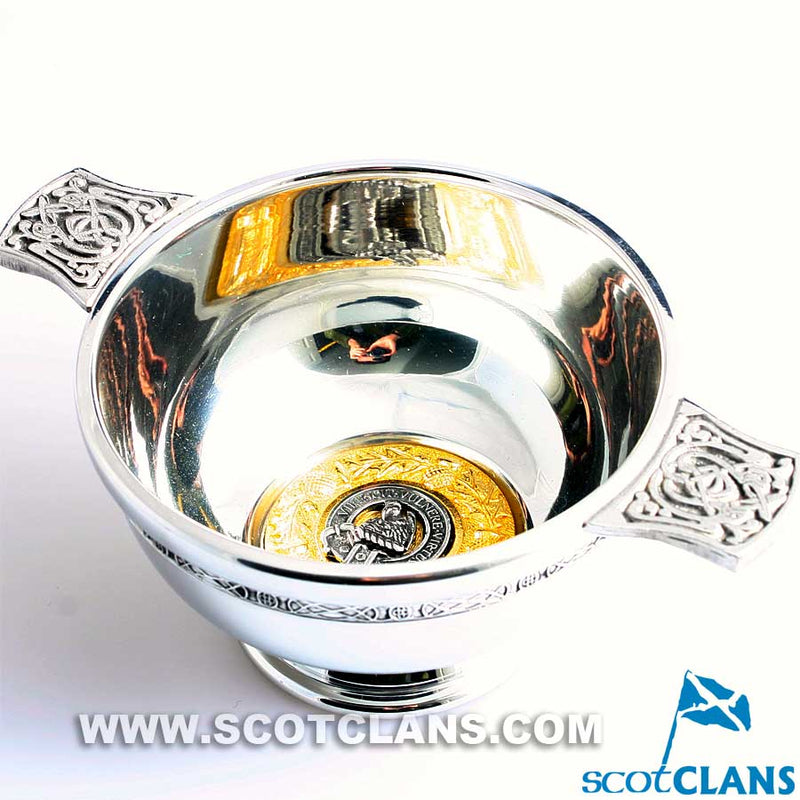 Stewart Clan Crest Quaich with Gold Trim