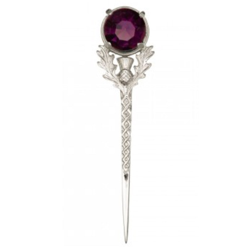 Kilt Pin - Thistle with Dark Amethyst