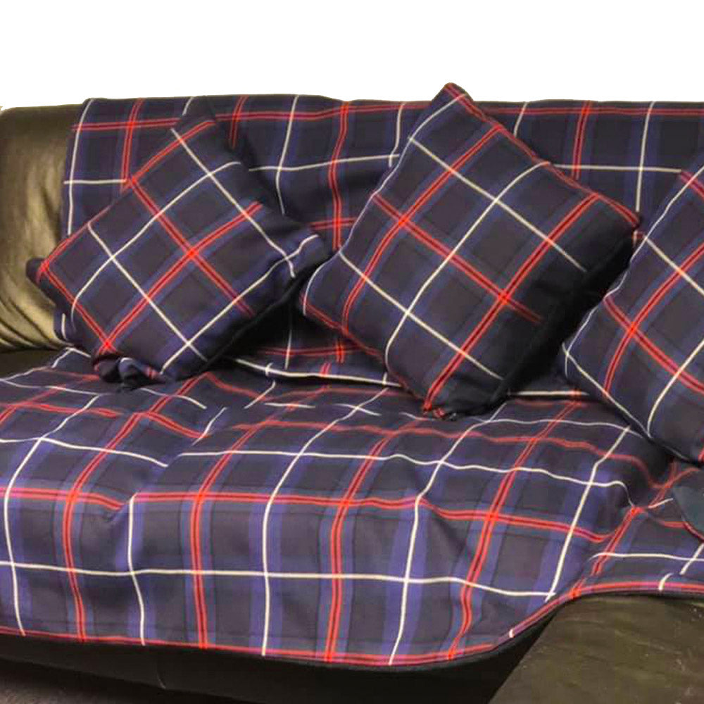 Grant Ancient Fleece lined Tartan Throw and Three Cushion Cover Set