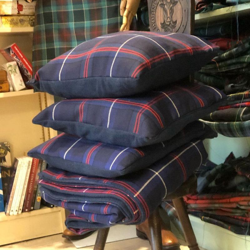 American National Fleece lined Tartan Throw and Three Cushion Cover Set