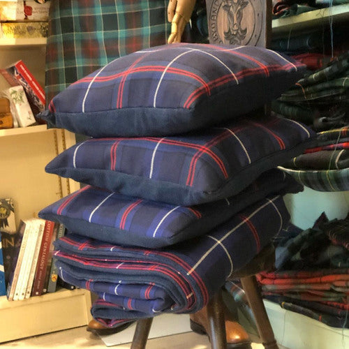 Drummond Ancient Fleece lined Tartan Throw and Three Cushion Cover Set