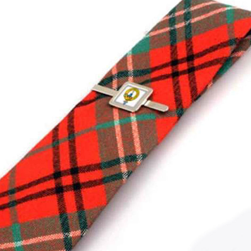 Wool Tartan Tie with Clan Crest Clip