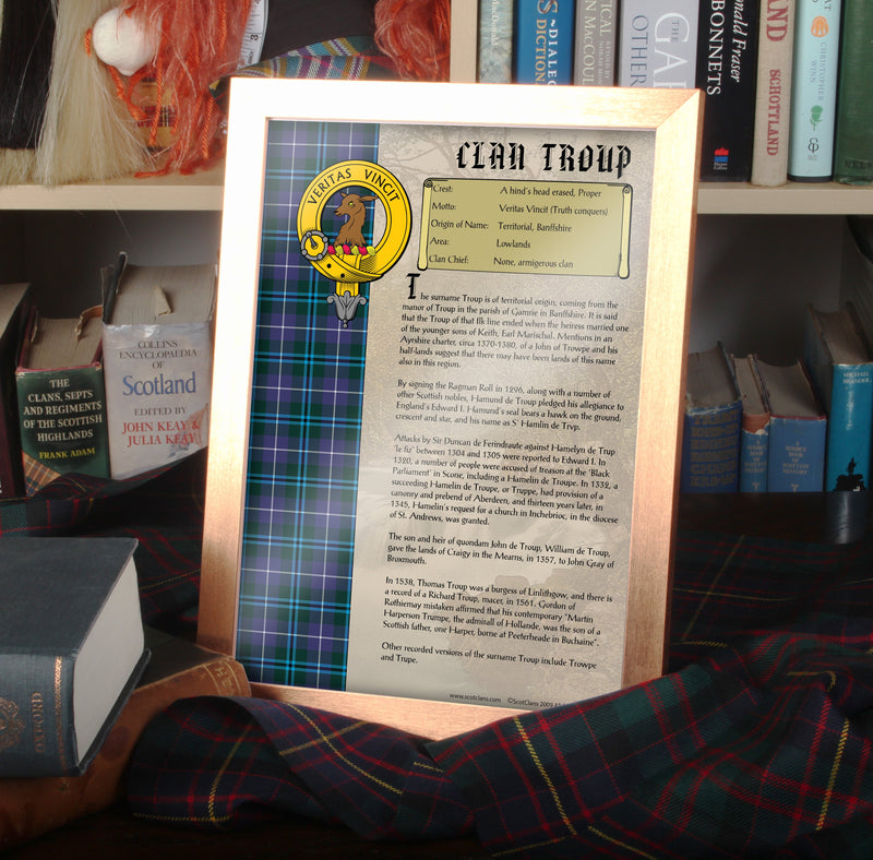 Troup Clan History Print - Choose Framed or Unframed