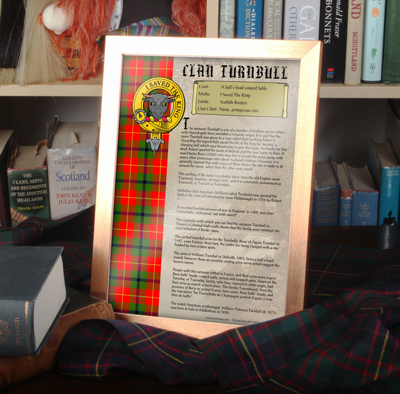 Turnbull Clan History Print - Choose Framed or Unframed