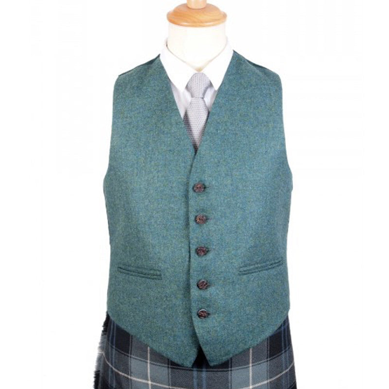 Tweed Gents Waistcoat with Satin Back and Horn Buttons