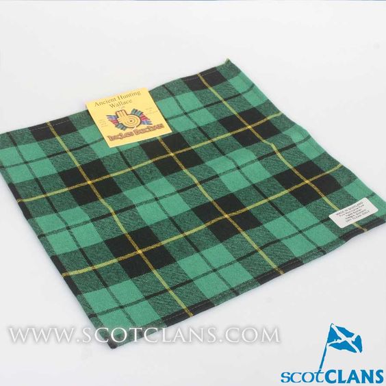 Wool Tartan Pocket Square in Wallace Hunting Ancient Tartan