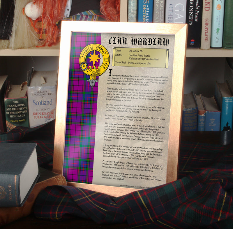 Wardlaw Clan History Print - Choose Framed or Unframed
